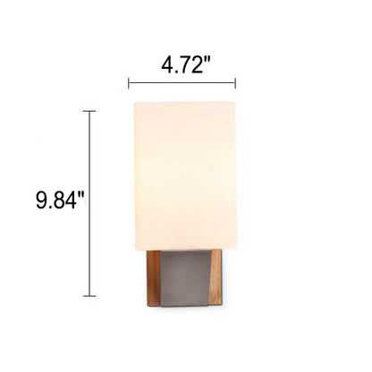 Square Glass Solid Wood Base 1-Light Wall Sconce Lamp