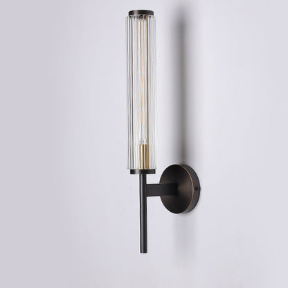 Modern Luxury Brass Glass Cylinder 1-Light Wall Sconce Lamp