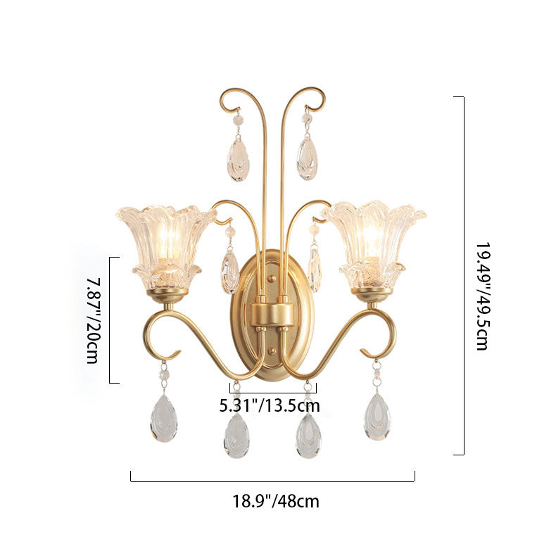Traditional French Crystal Branch 2-Light Wall Sconce Lamp