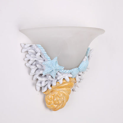 Resin Trumpet Glass Shade 1-Light Wall Sconce Lamp
