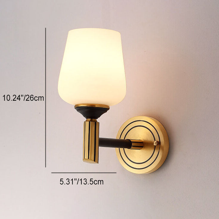 Cylindrical Cup All Brass Glass 1-Light Wall Sconce Lamp