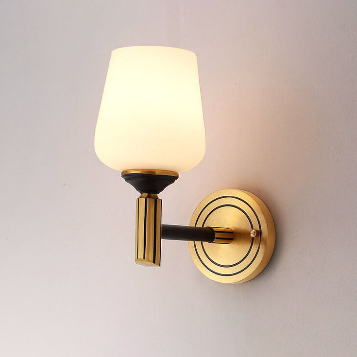 Cylindrical Cup All Brass Glass 1-Light Wall Sconce Lamp