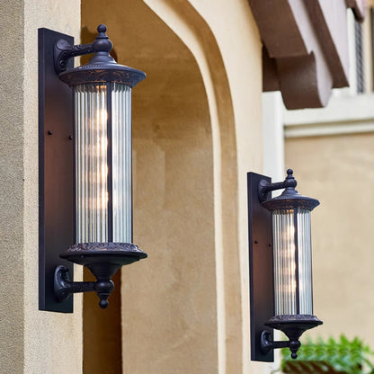 Waterproof Aluminum Glass Cylinder 1-Light Wall Sconce Lamp