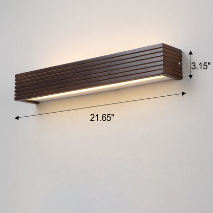 Chinese Walnut Square Bar Vanity LED Wall Sconce Lamp