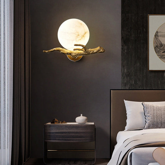 Luxury Brass Lucite Tree Branch 1-Light Wall Sconce Lamp