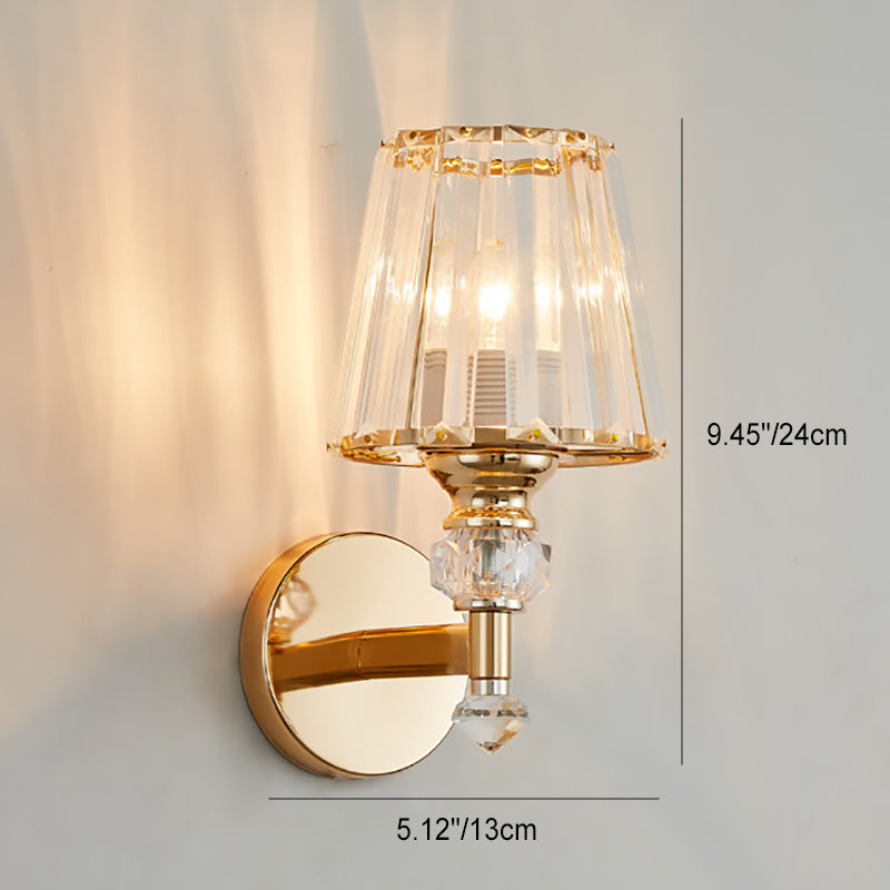 Round Trapezoidal Hardware Crystal 1-Light Wall Sconce Lamp