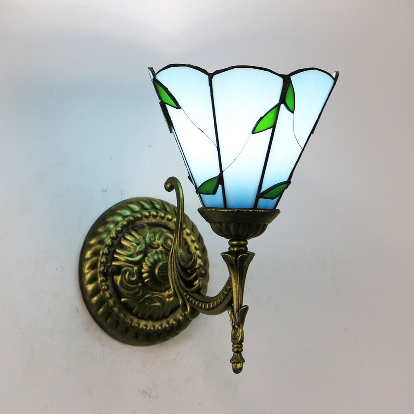 Tiffany Square Stained Glass 1-Light Wall Sconce Lamp