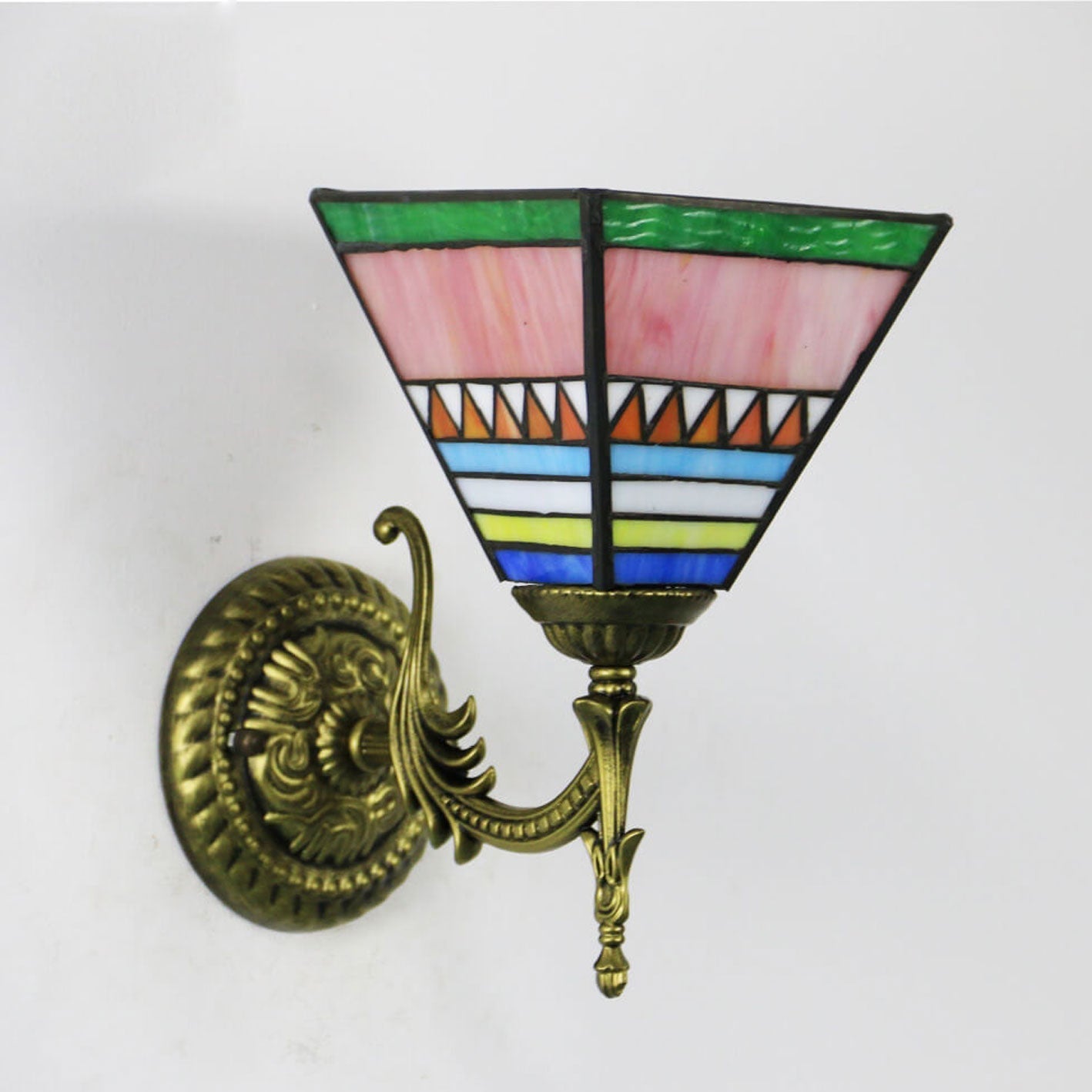 Tiffany Square Stained Glass 1-Light Wall Sconce Lamp