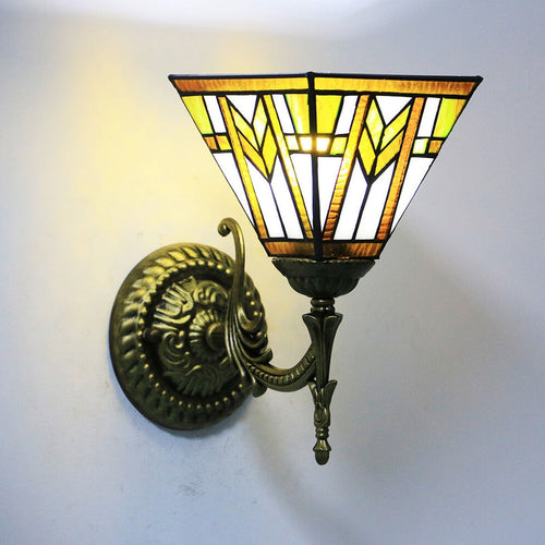 Tiffany Square Stained Glass 1-Light Wall Sconce Lamp