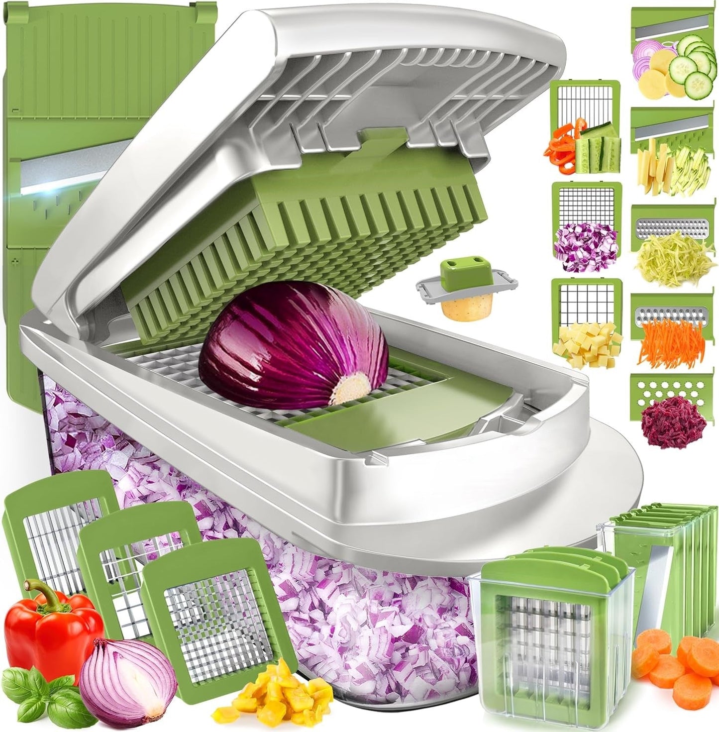 Vegetable Slicer with 8 Blades & Collection Container