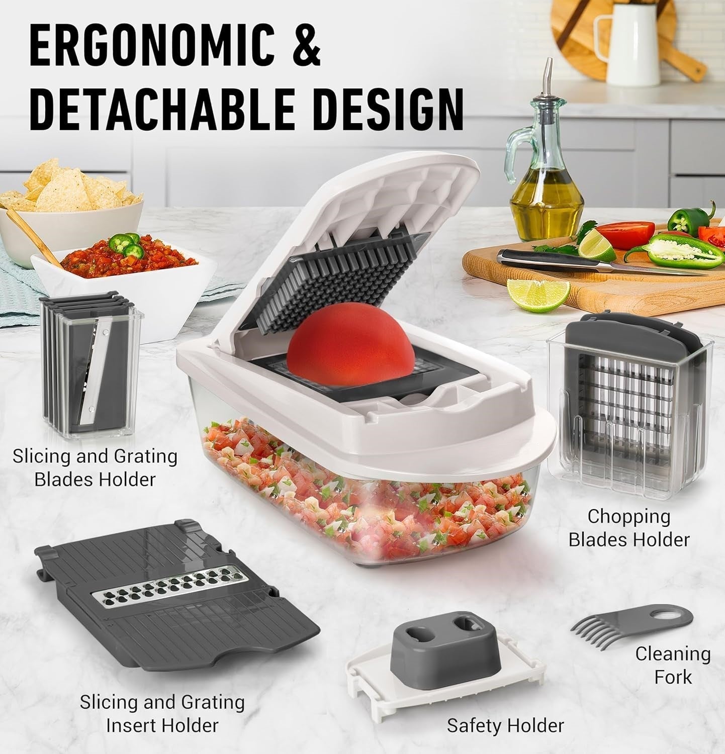 Vegetable Slicer with 8 Blades & Collection Container