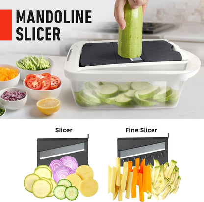 Vegetable Slicer with 8 Blades & Collection Container