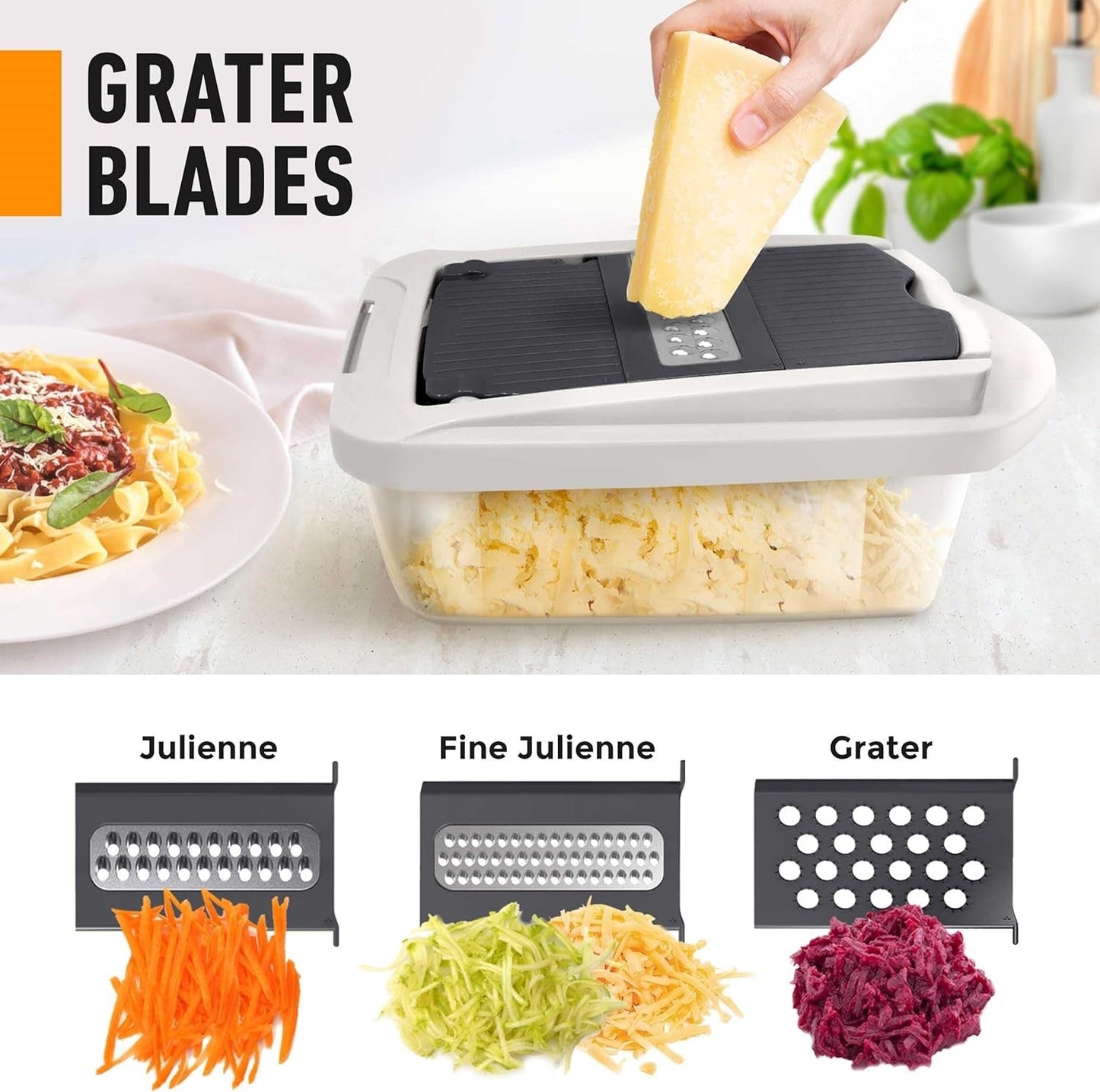 Vegetable Slicer with 8 Blades & Collection Container