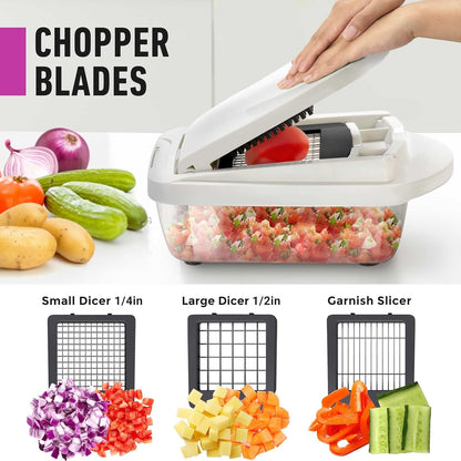 Vegetable Slicer with 8 Blades & Collection Container