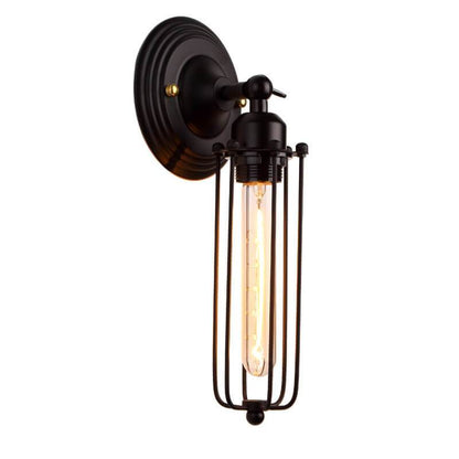 Retro Wrought Iron Cage Shade 1-Light Wall Sconce Lamps