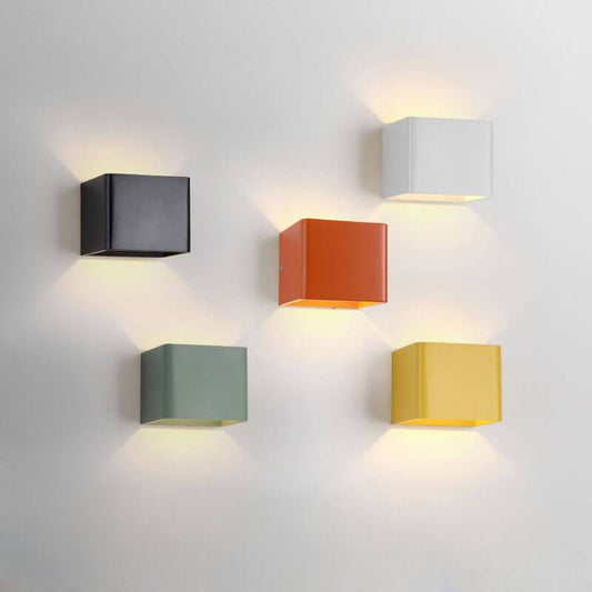 Multicolor Aluminum Square LED Mini Wall Sconce Lamps