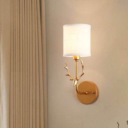 Industrial Fabric Deer Head Design 1-Light Wall Sconce Lamp
