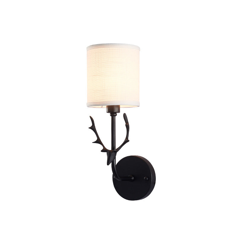 Industrial Fabric Deer Head Design 1-Light Wall Sconce Lamp