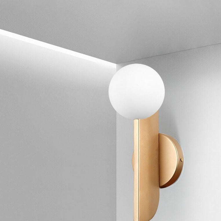 Gold Patchwork Glass Globe 1-Light LED Wall Sconce Lamp