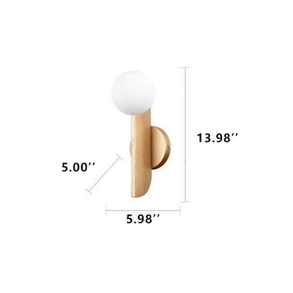 Gold Patchwork Glass Globe 1-Light LED Wall Sconce Lamp