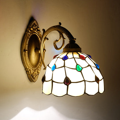 Tiffany Stained Glass Bowl 1-Light Wall Sconce Lamp