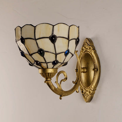 Tiffany Stained Glass Bowl 1-Light Wall Sconce Lamp