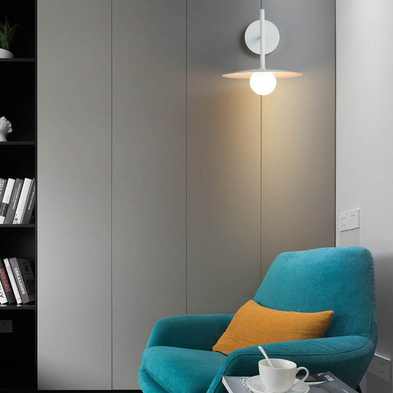 Solid Color Round Hardware Glass 1-Light Wall Sconce Lamp