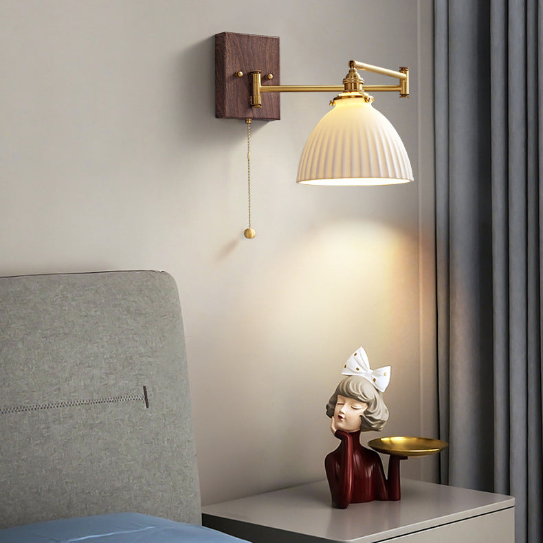 Japanese Grain Full Copper Ceramic 1-Light Wall Sconce Lamp
