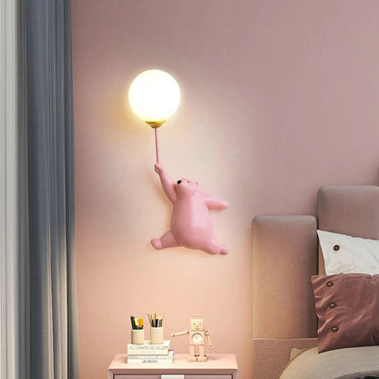 Creative Bear Resin Glass 1-Light Wall Sconce Lamp