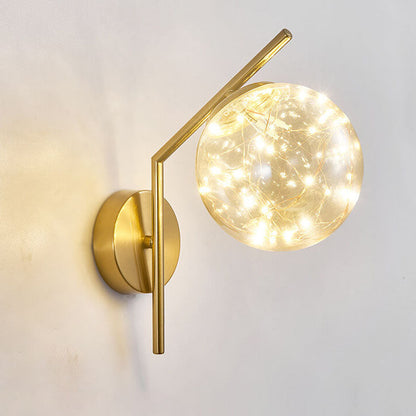 European Full Star Iron Glass Ball LED Wall Sconce Lamp