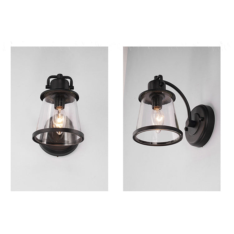 Iron Glass Round Shade 1-Light Waterproof Wall Sconce Lamp