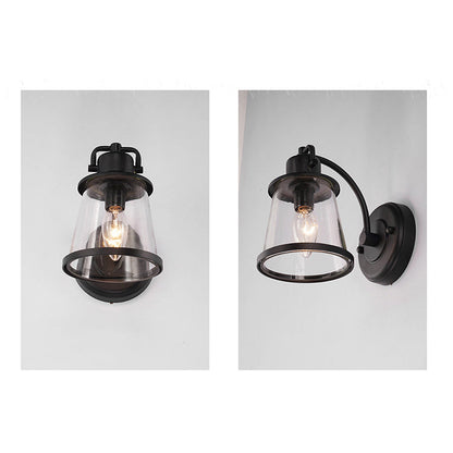 Iron Glass Round Shade 1-Light Waterproof Wall Sconce Lamp