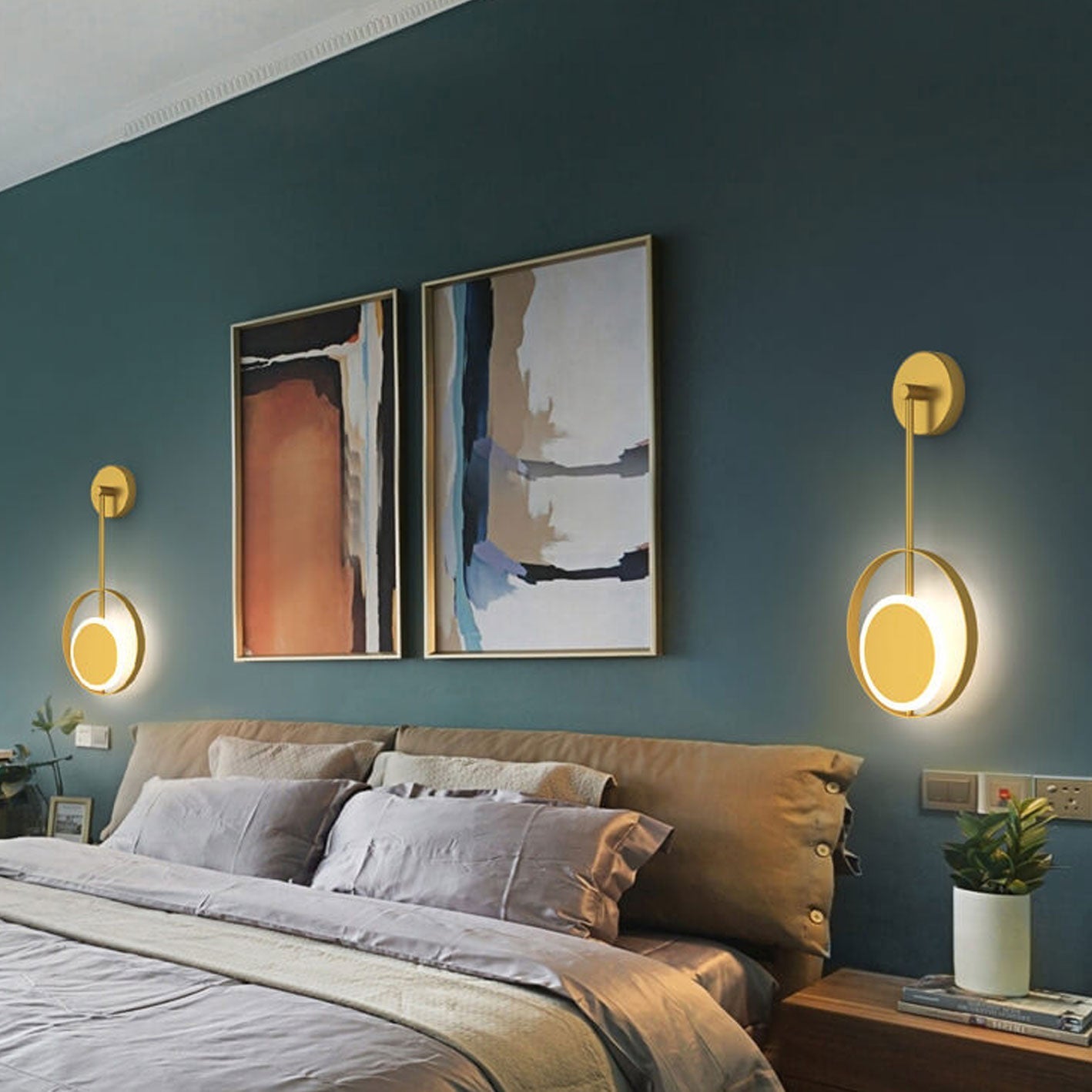 Iron Circle Straight Arm LED Light Wall Sconce Lamp