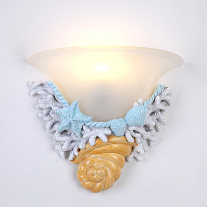 Resin Trumpet Glass Shade 1-Light Wall Sconce Lamp