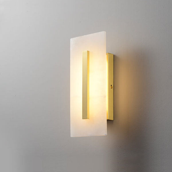 Chinese Marble Square Brass 1-Light LED Wall Sconce Lamp
