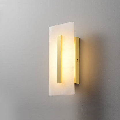Chinese Marble Square Brass 1-Light LED Wall Sconce Lamp