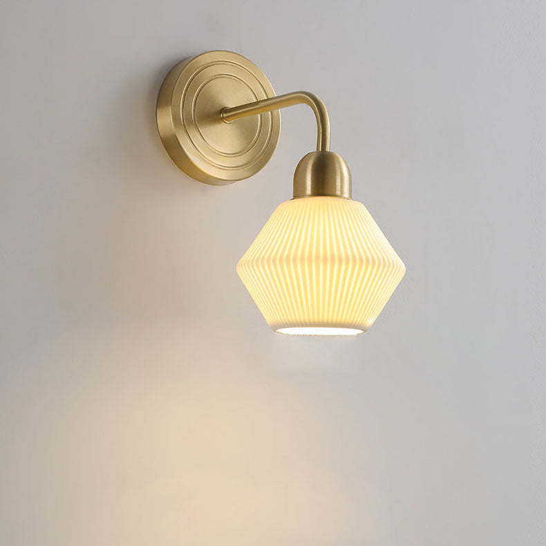 Geometrical Gold Finish Frame 1-Light Wall Sconce Lamp