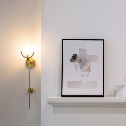 Minimalist Round Ball Iron Marble 1-Light Wall Sconce Lamp