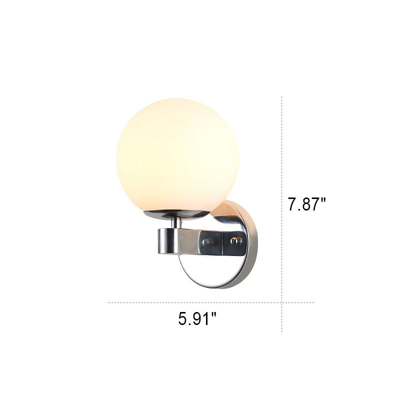 Minimal Round Head Iron Glass 1-Light Wall Sconce Lamp