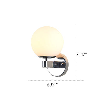 Minimal Round Head Iron Glass 1-Light Wall Sconce Lamp