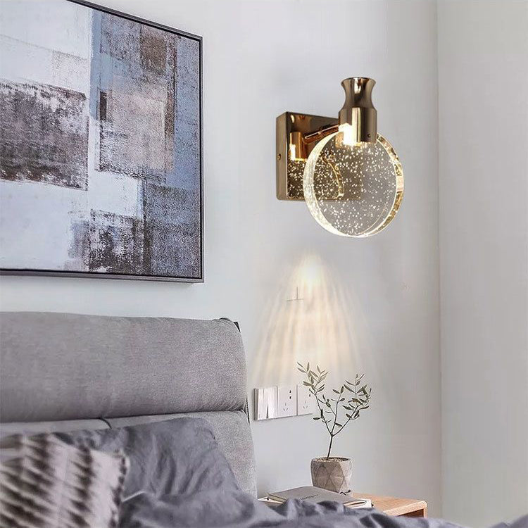 Scandinavian Crystal Round LED Wall Sconce Lamp