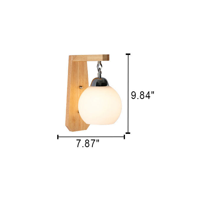 Minimalist Rustic Wooden Glass 1-Light Wall Sconce Lamp