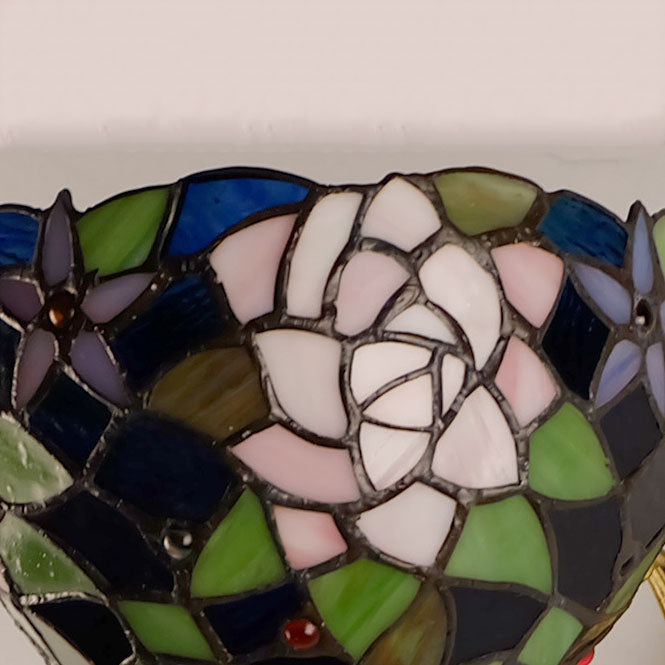 Tiffany Rose Stained Glass 1-Light Wall Sconce Lamp