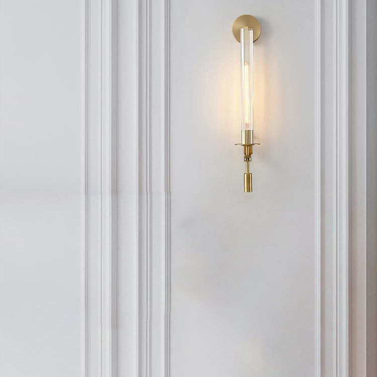 Luxury Iron Glass Cylinder Strip 1-Light Wall Sconce Lamp