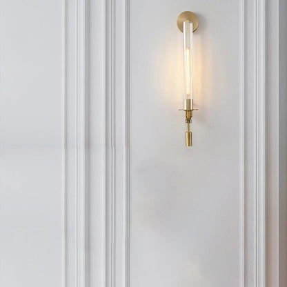 Luxury Iron Glass Cylinder Strip 1-Light Wall Sconce Lamp