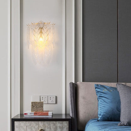 Light Feather Iron Glass 2/3-Light Wall Sconce Lamp
