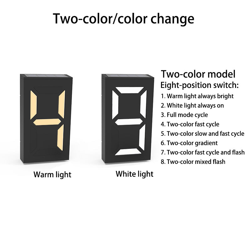 Solar Digital RGB LED Outdoor Decoration Wall Sconce Lamp