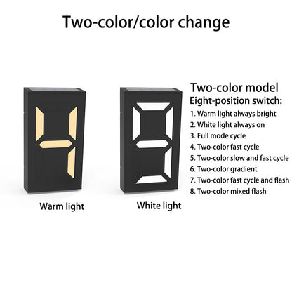 Solar Digital RGB LED Outdoor Decoration Wall Sconce Lamp