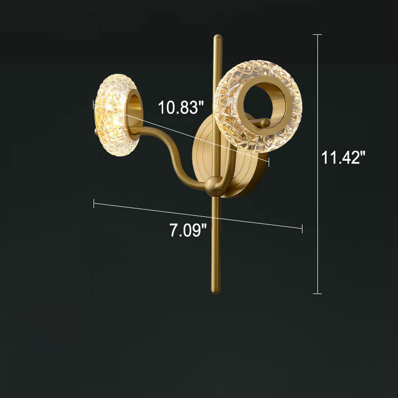 Light Luxury Brass Glass Circle 1/2 Light Wall Sconce Lamp