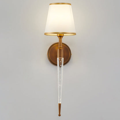 French Trapezoid Copper Fabric 1-Light Wall Sconce Lamp